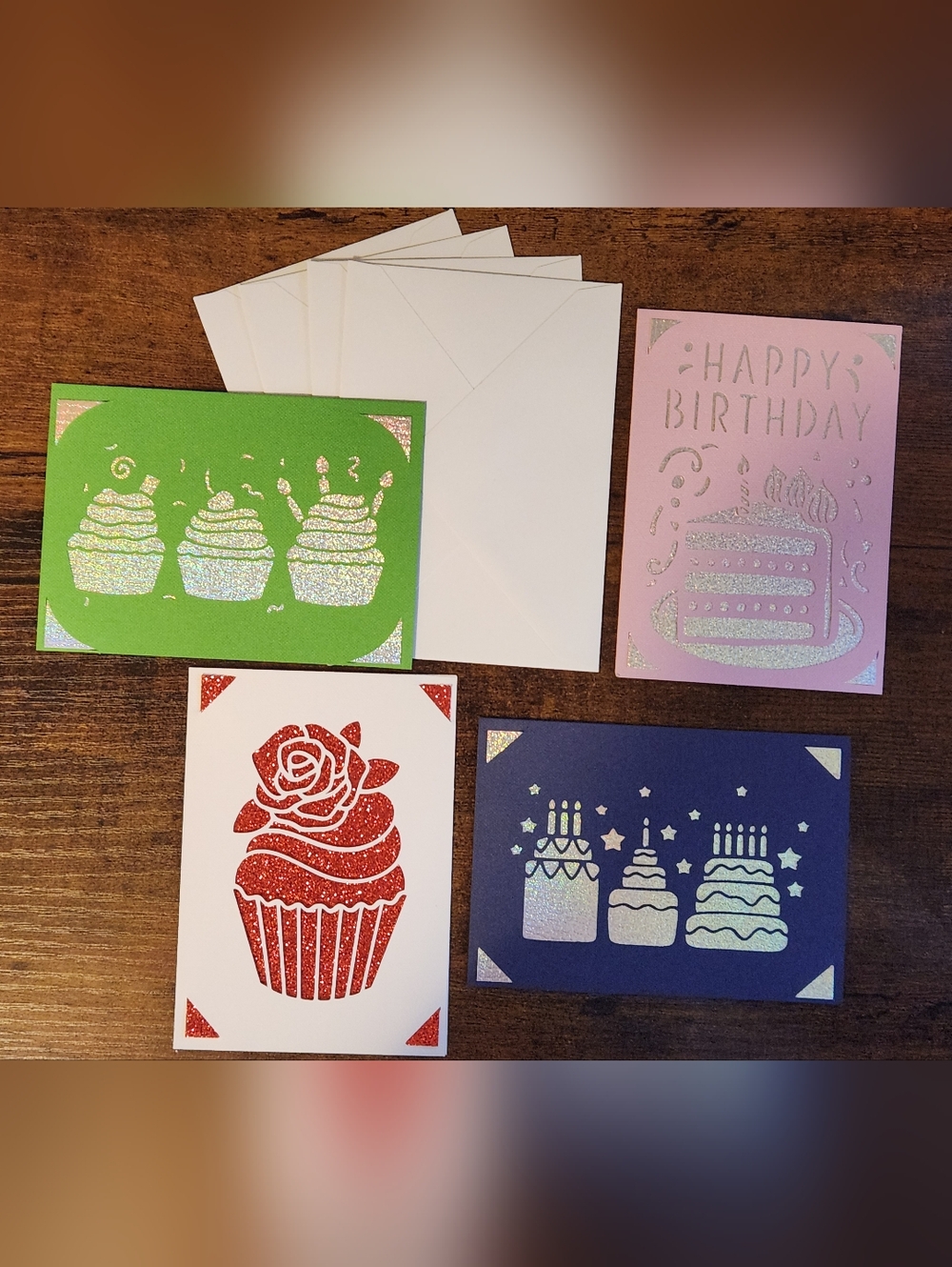 4pk HAND CRAFTED INSERT GREETUNG CARDS